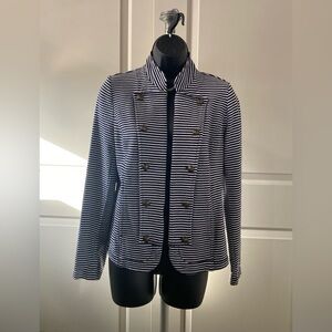 Navy and White Striped military style Jacket